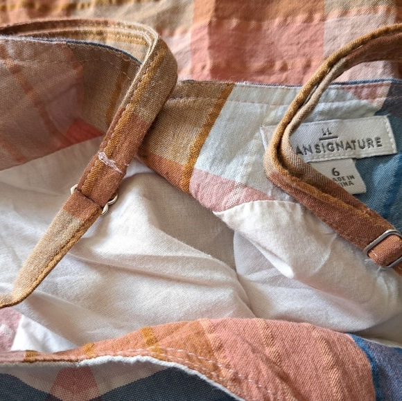 LL BEAN SIGNATURE plaid lightweight cotton lyocell fully lined sundress Boho 6 - Picture 2 of 7